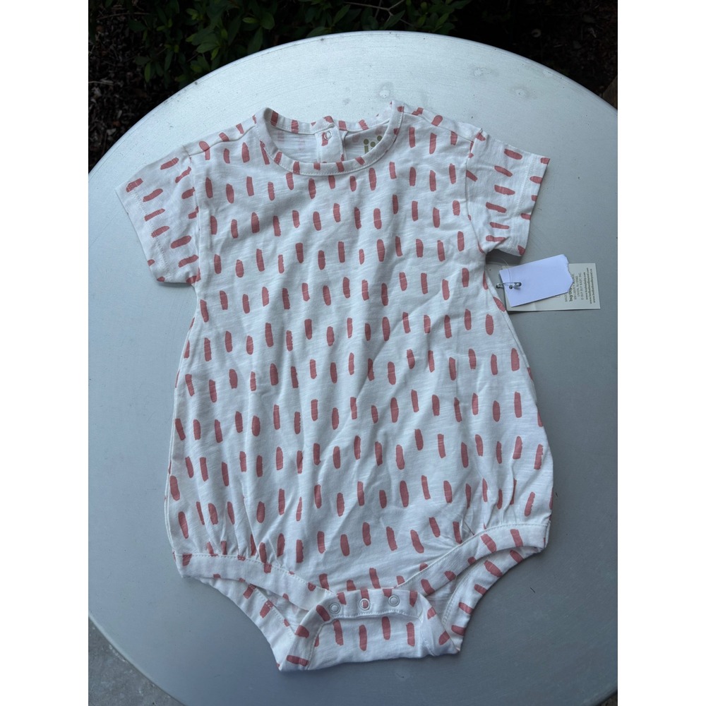 Tiny Citizen Baby Organic‎ Cotton Bubble Romper Pink Salt Milk Dash 9M NWT